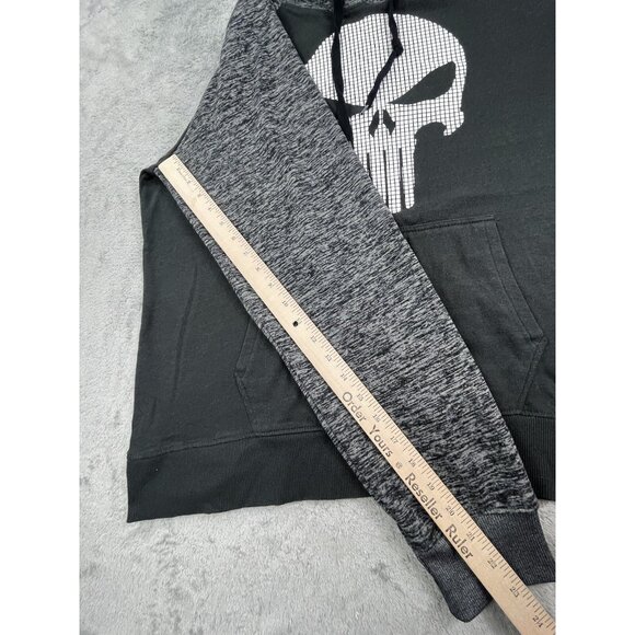 Marvel Punisher Hoodie Mens XL Black pullover Textured Skull Official Comic Hero - Picture 8 of 10